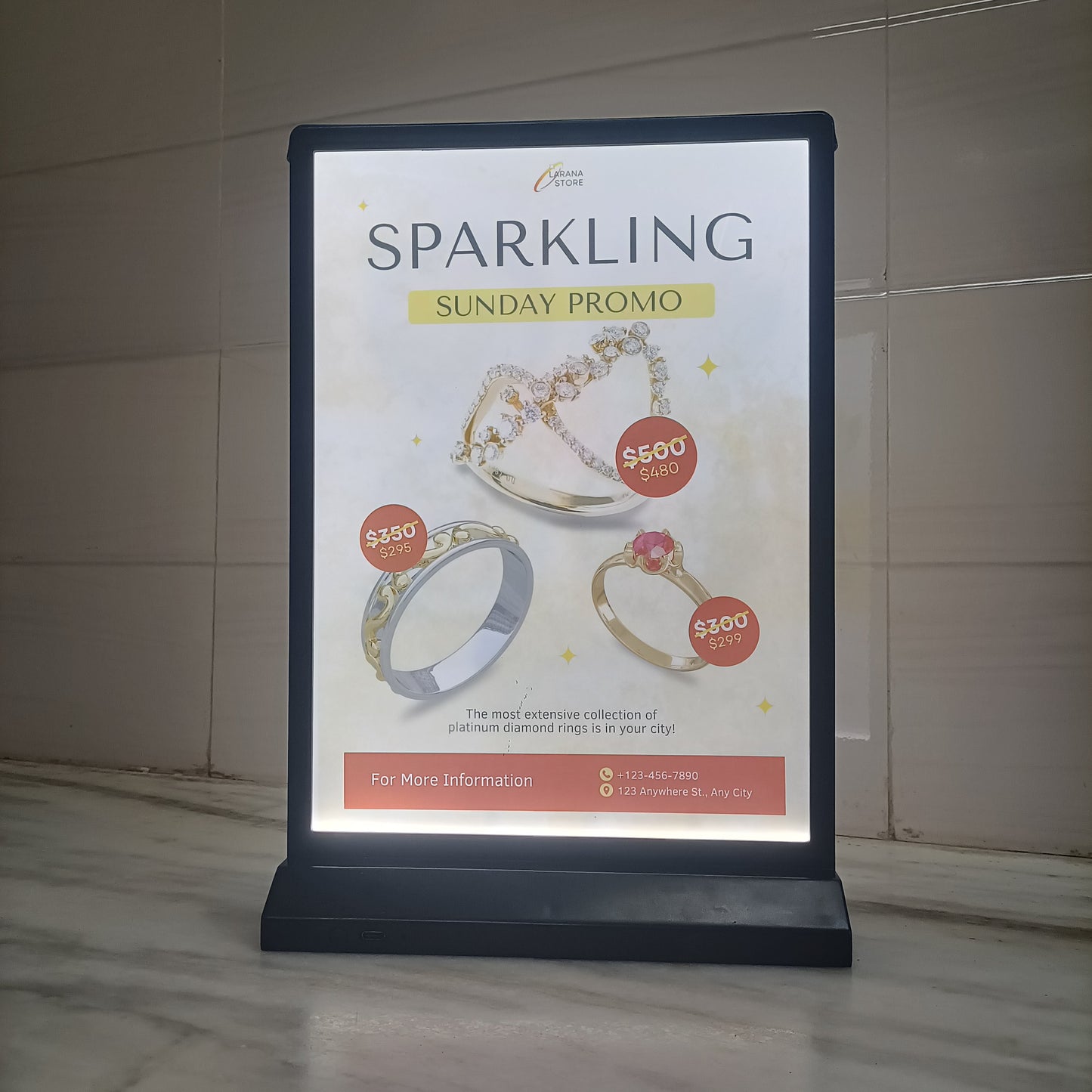 LED Display Standee – A4 | Double-Sided | Rechargeable