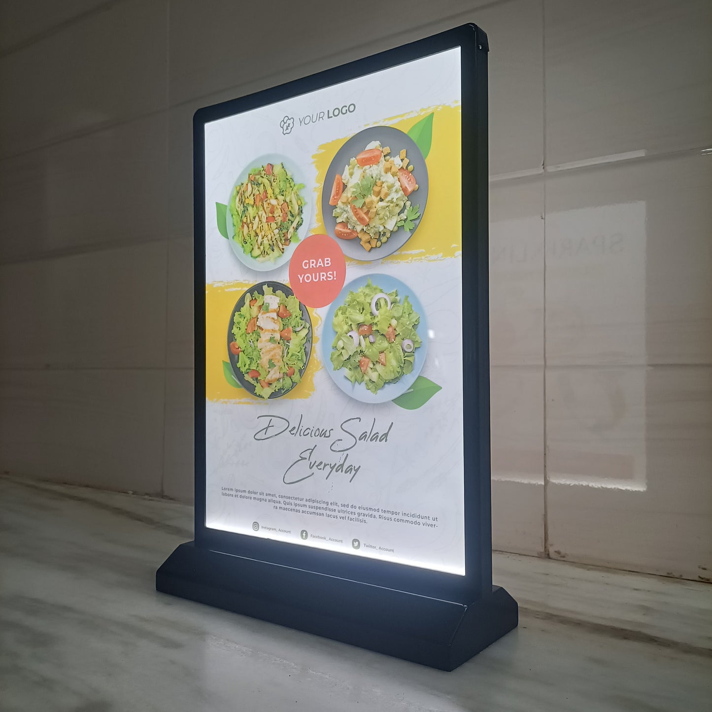 LED Display Standee – A4 | Double-Sided | Rechargeable